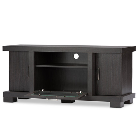 Baxton Studio Viveka 47-Inch Dark Brown Wood TV Cabinet with 2 Doors 118-6508